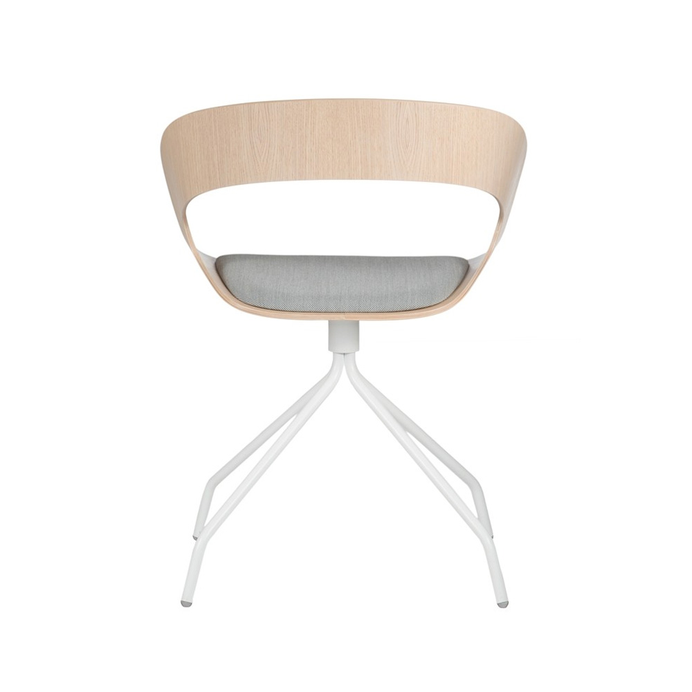 08_Ply_Collection_Chat_swivel_bleached_oak_white_frame_upholstered_02 - Edella Plycollection Chat swivel istuin bleached oak / jalusta white istuinverhoiltu