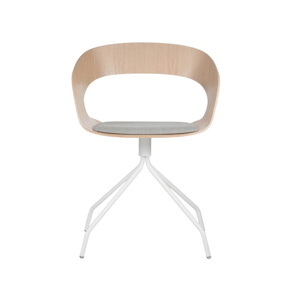 09_Ply_Collection_Chat_swivel_bleached_oak_white_frame_upholstered_03 - Edella Plycollection Chat swivel istuin bleached oak / jalusta white istuinverhoiltu