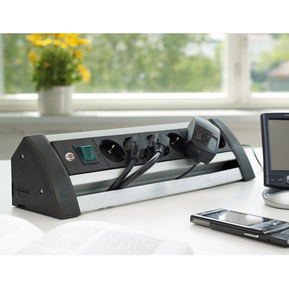 Brennenstuhl Alu-Office-Line extension socket 6-way jatkojohto työpöydälle