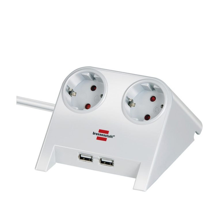Brennenstuhl Desktop Power USB-2.0 jatkojohto työpöydälle valkoinen