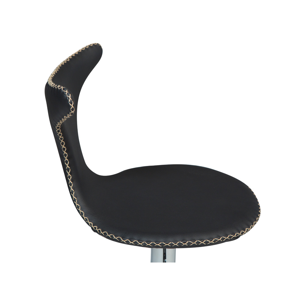 Danform_DOLPHIN_BAR_STOOL_Baarituoli_black_leather_w_round_polished_steel_base_laippajalka_04 - Edella Dan-Form Dolphin Bar Stool baarituoli laippajalalla