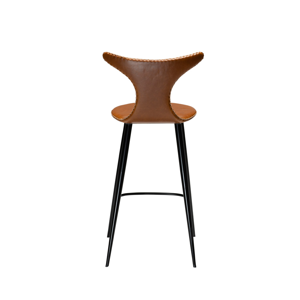 Danform_DOLPHIN_BAR_STOOL_Baarituoli_matala_vintage_light_brown_art_leather_w_black_metal_legs_02 - Edella Dan-Form Dolphin Counter Stool baarituoli matala