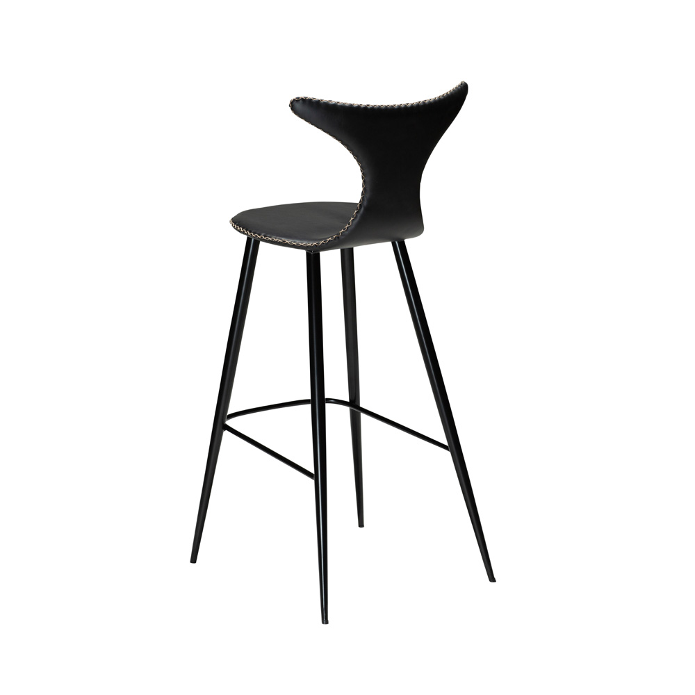 Danform_DOLPHIN_BAR_STOOL_Baarituoli_vintage_black_art_leather_w_black_metal_legs_03 - Edella Dan-Form Dolphin Bar Stool baarituoli korkea