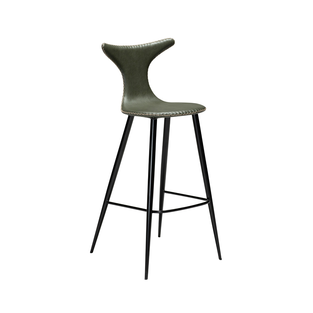 Danform_DOLPHIN_BAR_STOOL_Baarituoli_vintage_green_art_leather_w_black_metal_legs_01 - Edella Dan-Form Dolphin Bar Stool baarituoli korkea
