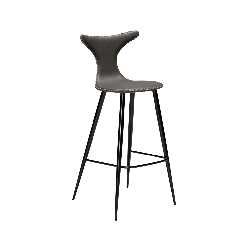 Danform_DOLPHIN_BAR_STOOL_Baarituoli_vintage_grey_art_leather_w_black_metal_legs_01 - Edella Dan-Form Dolphin Bar Stool baarituoli korkea