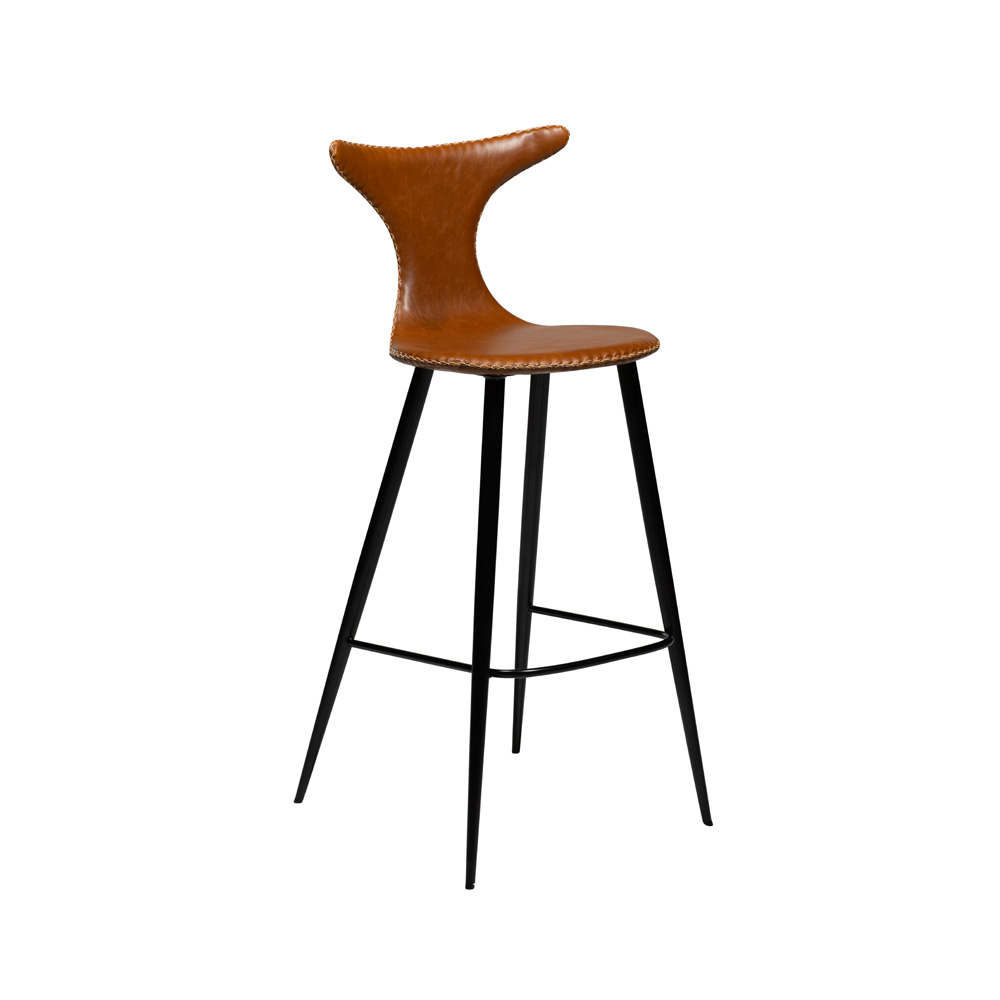Danform_DOLPHIN_BAR_STOOL_Baarituoli_vintage_light_brown_art_leather_w_black_metal_legs_01 - Edella Dan-Form Dolphin Bar Stool baarituoli korkea