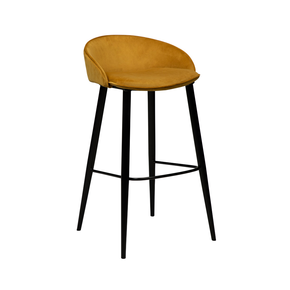 Danform_DUAL_BAR_STOOL_baarituoli_bronze_velvet_w_black_metal_legs_01 - Edella Dan-Form Dual Bar Stool korkea baarituoli sametti