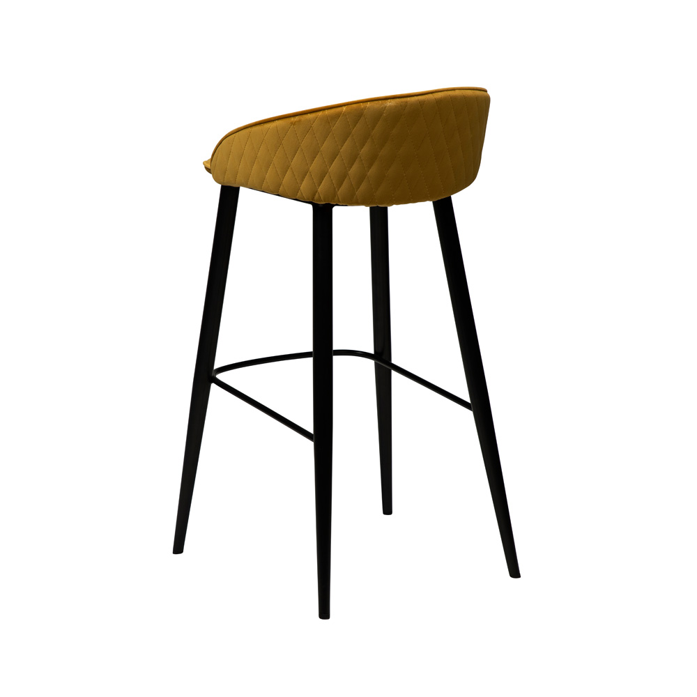 Danform_DUAL_BAR_STOOL_baarituoli_bronze_velvet_w_black_metal_legs_03 - Edella Dan-Form Dual Bar Stool korkea baarituoli sametti