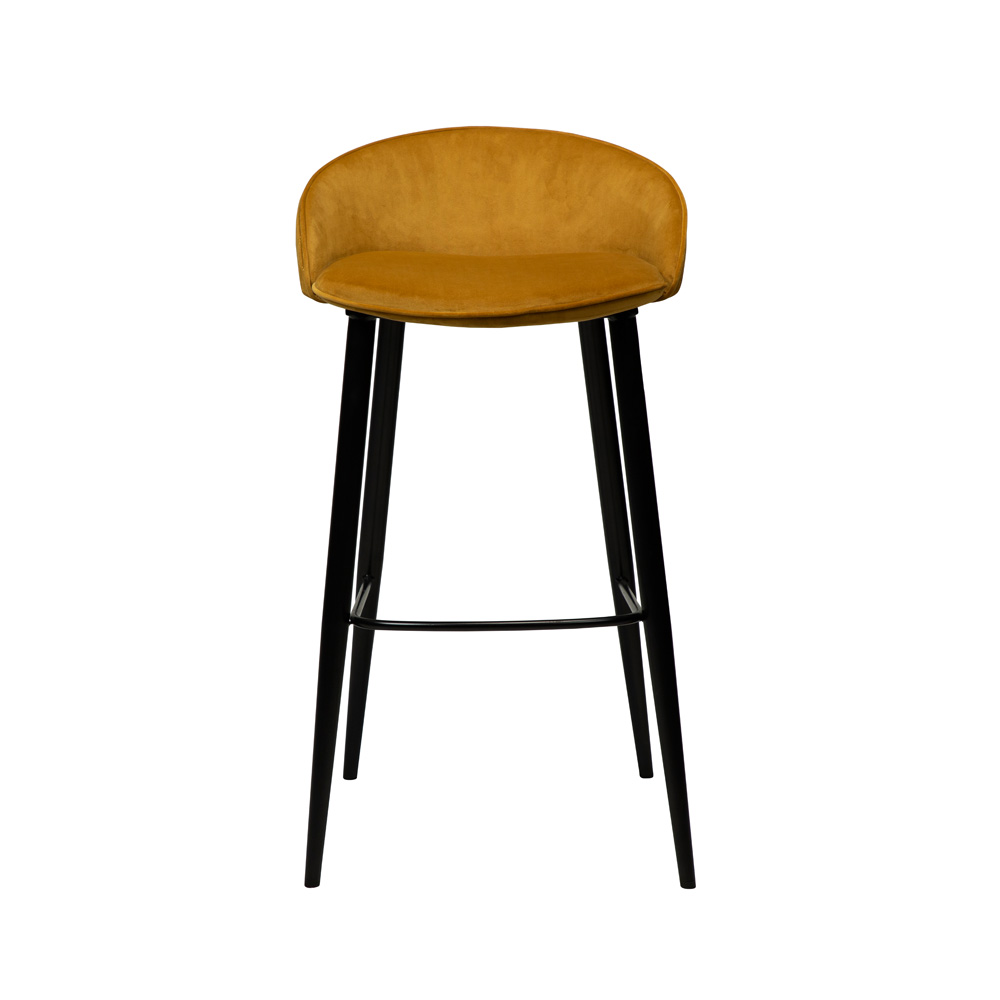 Danform_DUAL_BAR_STOOL_baarituoli_bronze_velvet_w_black_metal_legs_04 - Edella Dan-Form Dual Bar Stool korkea baarituoli sametti
