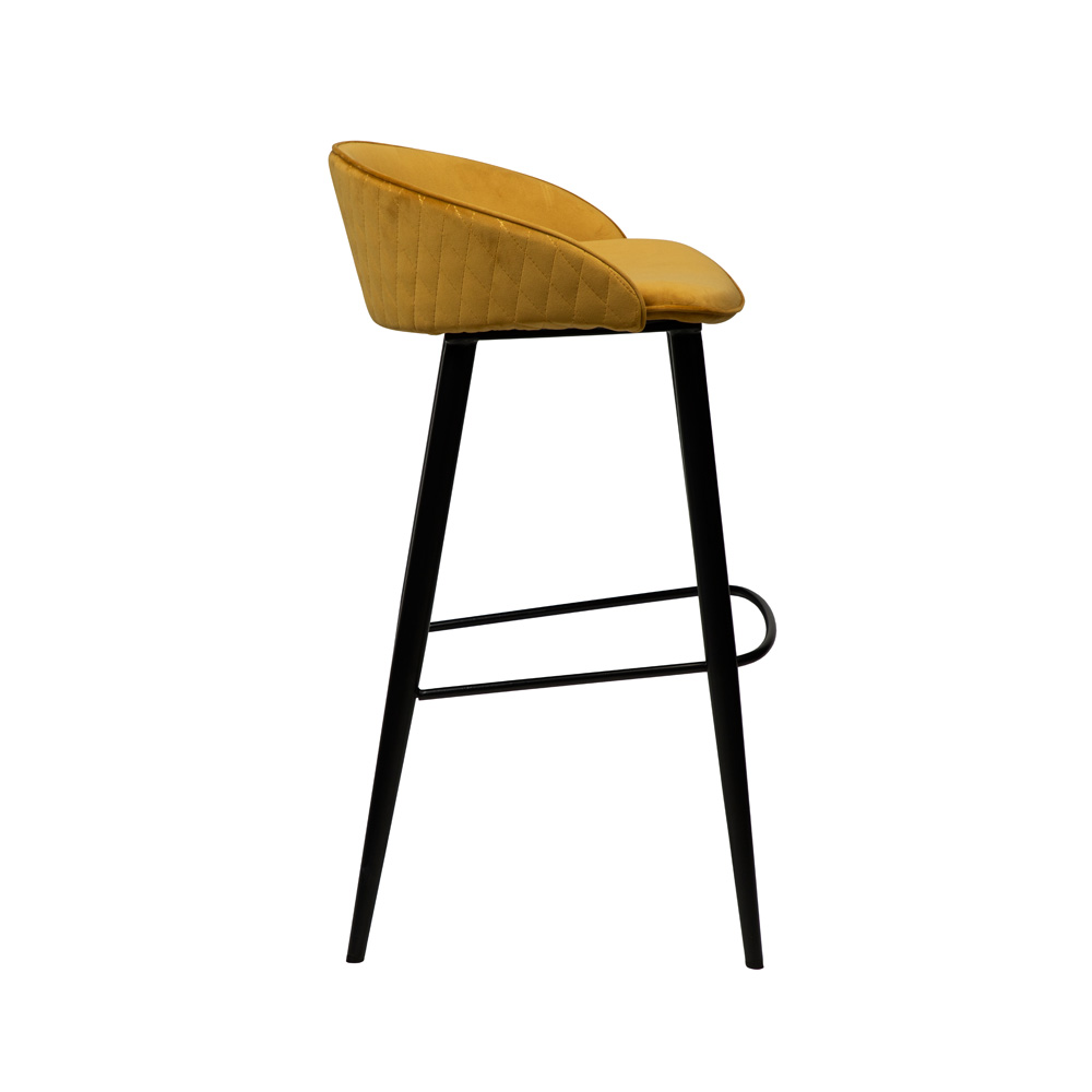 Danform_DUAL_BAR_STOOL_baarituoli_bronze_velvet_w_black_metal_legs_05 - Edella Dan-Form Dual Bar Stool korkea baarituoli sametti