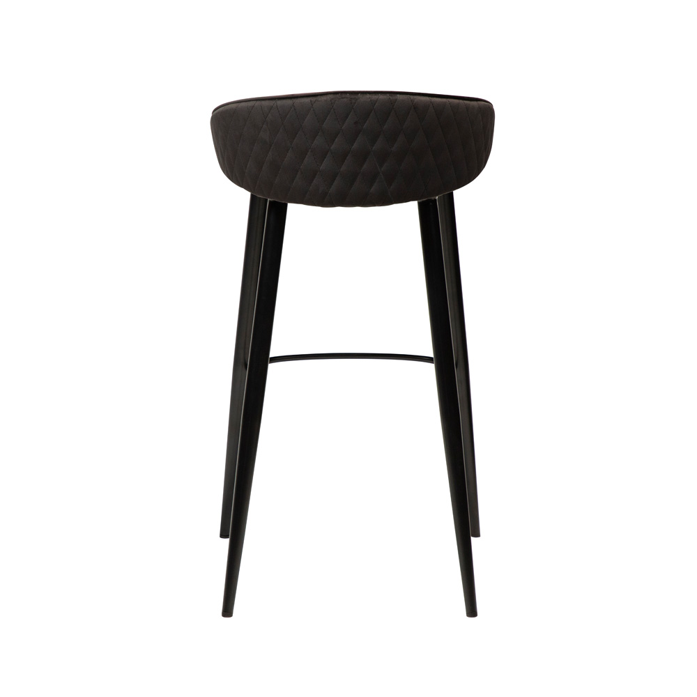 Danform_DUAL_BAR_STOOL_baarituoli_meteorite_black_velvet_w_black_metal_legs_06 - Edella Dan-Form Dual Bar Stool korkea baarituoli sametti