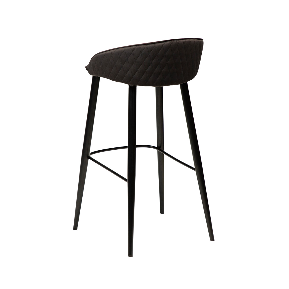 Danform_DUAL_BAR_STOOL_baarituoli_meteorite_black_velvet_w_black_metal_legs_07 - Edella Dan-Form Dual Bar Stool korkea baarituoli sametti