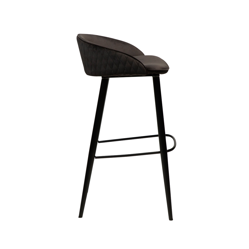 Danform_DUAL_BAR_STOOL_baarituoli_meteorite_black_velvet_w_black_metal_legs_09 - Edella Dan-Form Dual Bar Stool korkea baarituoli sametti