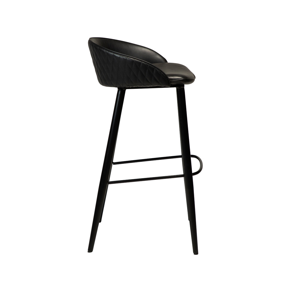 Danform_DUAL_BAR_STOOL_baarituoli_vintage_black_art_leather_w_black_metal_legs_05 - Edella Dan-Form Dual Bar Stool korkea baarituoli keinonahka