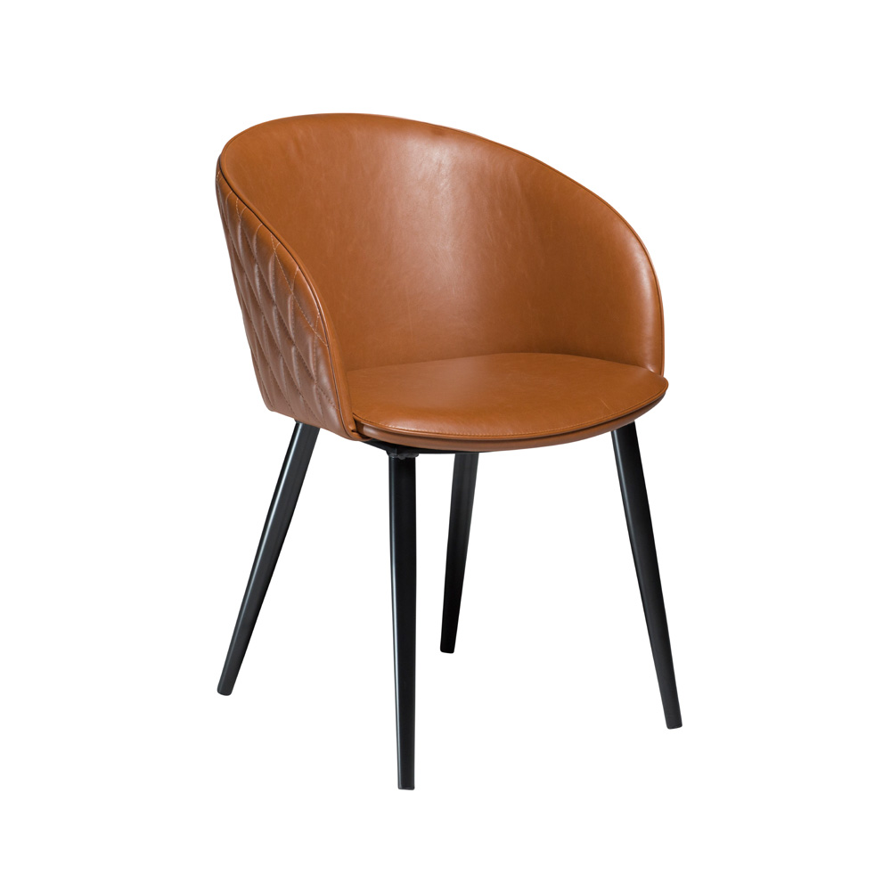 Danform_DUAL_CHAIR_RAVINTOLATUOLI_KAHVILATUOLI_vintage_light_brown_art_leather_w_black_metal_legs_01 - Edella Dan-Form Dual Chair tuoli keinonahka