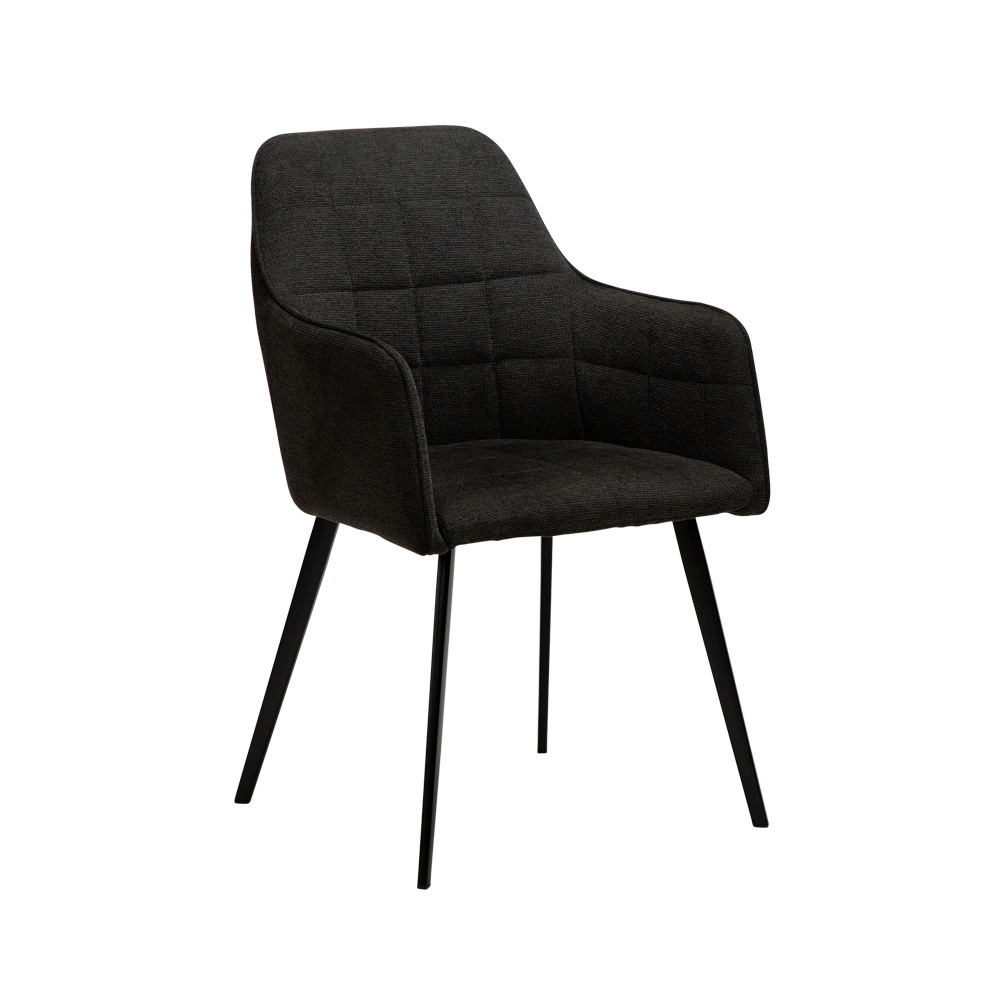 Danform_EMBRACE_ARMCHAIR_ravintolatuoli_kahvilatuoli_käsinojallinen_crow_black_fabric_kangas_mustilla_metallijaloilla_01 - Edella Dan-Form Embrace Armchair tuoli kangas