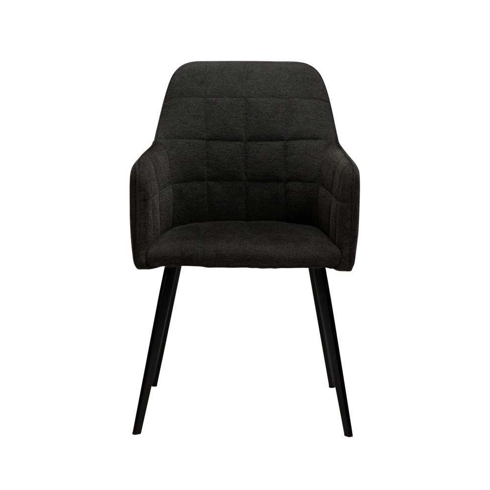 Danform_EMBRACE_ARMCHAIR_ravintolatuoli_kahvilatuoli_käsinojallinen_crow_black_fabric_kangas_mustilla_metallijaloilla_02 - Edella Dan-Form Embrace Armchair tuoli kangas