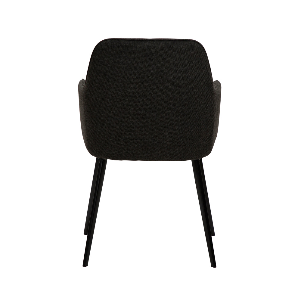Danform_EMBRACE_ARMCHAIR_ravintolatuoli_kahvilatuoli_käsinojallinen_crow_black_fabric_kangas_mustilla_metallijaloilla_04 - Edella Dan-Form Embrace Armchair tuoli kangas