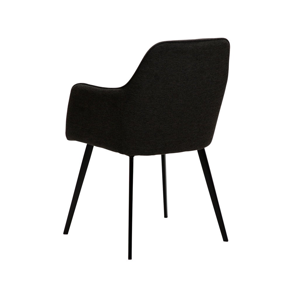 Danform_EMBRACE_ARMCHAIR_ravintolatuoli_kahvilatuoli_käsinojallinen_crow_black_fabric_kangas_mustilla_metallijaloilla_05 - Edella Dan-Form Embrace Armchair tuoli kangas