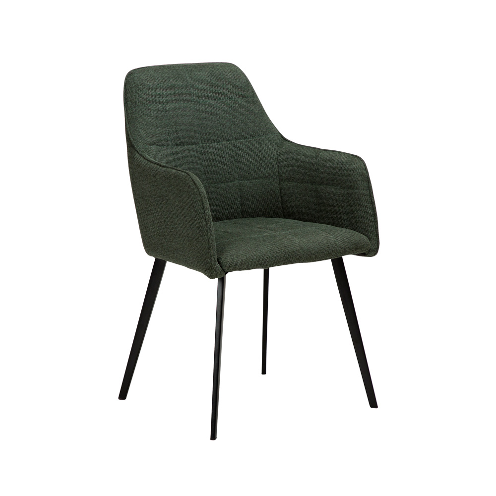 Danform_EMBRACE_ARMCHAIR_ravintolatuoli_kahvilatuoli_käsinojallinen_sage_green_fabric_kangas_mustilla_metallijaloilla_01 - Edella Dan-Form Embrace Armchair tuoli kangas