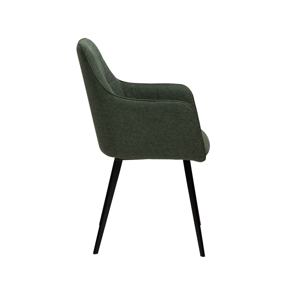 Danform_EMBRACE_ARMCHAIR_ravintolatuoli_kahvilatuoli_käsinojallinen_sage_green_fabric_kangas_mustilla_metallijaloilla_03 - Edella Dan-Form Embrace Armchair tuoli kangas