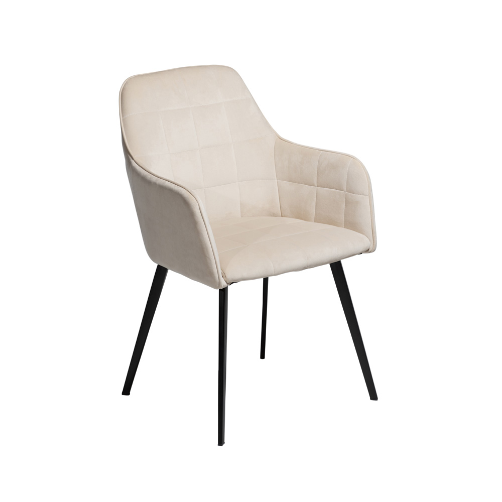 Danform_EMBRACE_CHAIR_RAVINTOLATUOLI_pearl_velvet_w_black_legs_01 - Edella Dan-Form Embrace Armchair tuoli sametti