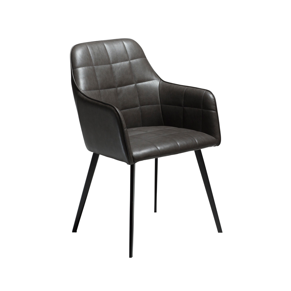 Danform_EMBRACE_CHAIR_RAVINTOLATUOLI_vintage_grey_art_leather_w_black_legs_01 - Edella Dan-Form Embrace Armchair tuoli keinonahka