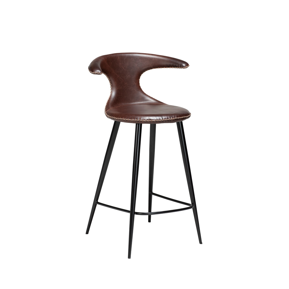 Danform_FLAIR_BAR_STOOL_baarituoli_matala_vintage_cocoa_art_leather_w_round_black_legs_01 - Edella Dan-Form Flair Counter Stool baarituoli matala