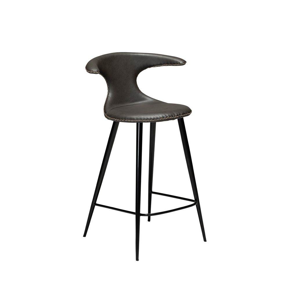 Danform_FLAIR_BAR_STOOL_baarituoli_matala_vintage_grey_art_leather_w_round_black_legs_01 - Edella Dan-Form Flair Counter Stool baarituoli matala