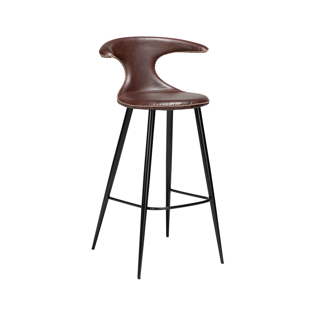 Danform_FLAIR_BAR_STOOL_baarituoli_vintage_cocoa_art_leather_w_black_metal_legs_01 - Edella Dan-Form Flair Bar Stool baarituoli korkea