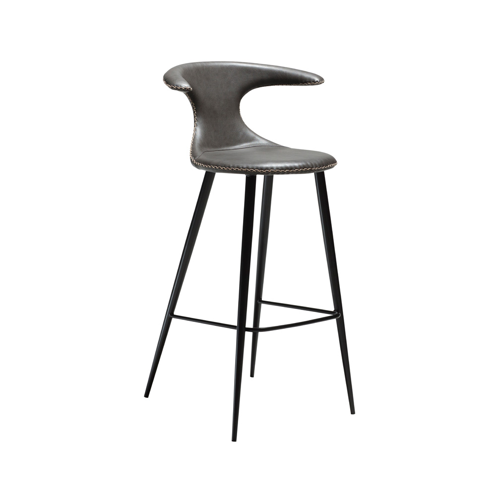 Danform_FLAIR_BAR_STOOL_baarituoli_vintage_grey_art_leather_w_round_black_legs_01 - Edella Dan-Form Flair Bar Stool baarituoli korkea