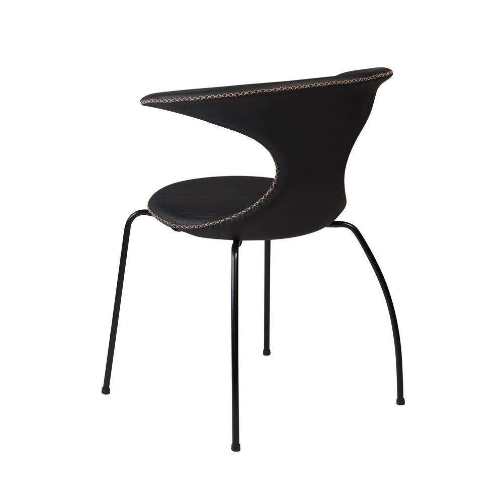 Danform_FLAIR_CHAIR_RAVINTOLATUOLI_KAHVILATUOLI_black_leather_w_black_legs_02 - Edella Dan-Form Flair Chair tuoli putkijaloilla