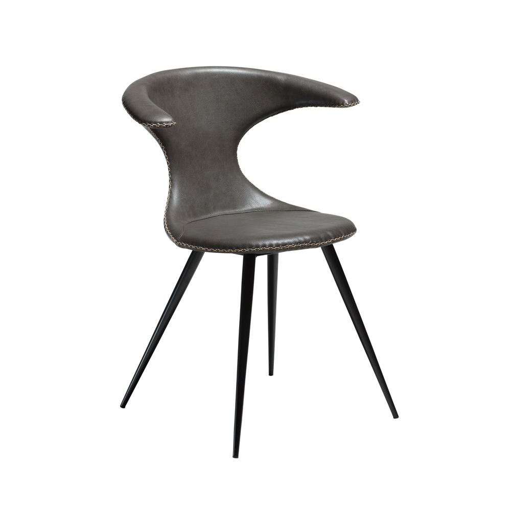 Danform_FLAIR_CHAIR_RAVINTOLATUOLI_KAHVILATUOLI_vintage_grey_art_leather_w_black_metal_legs_01 - Edella Dan-Form Flair Chair tuoli