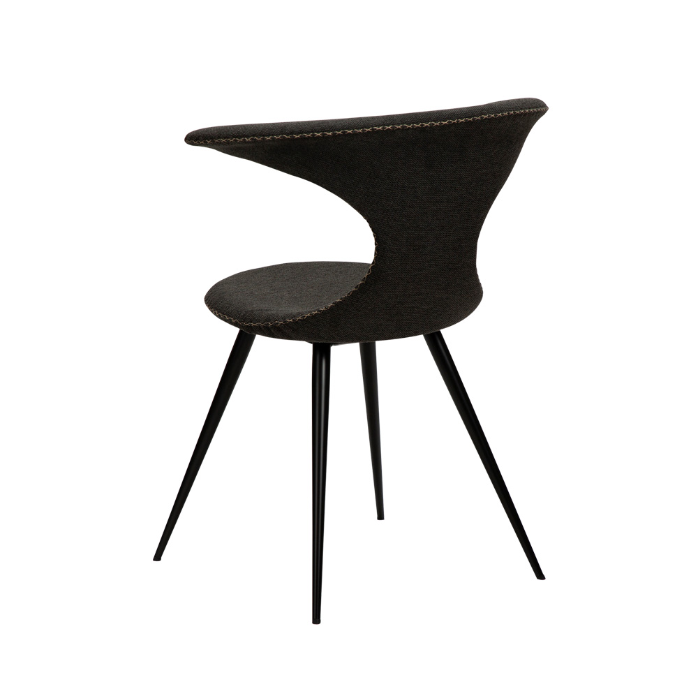 Danform_FLAIR_CHAIR_ravintolatuoli_kahvilatuoli_crow_black_fabric_kangas_mustilla_metallijaloilla_05 - Edella Dan-Form Flair Chair tuoli kangas