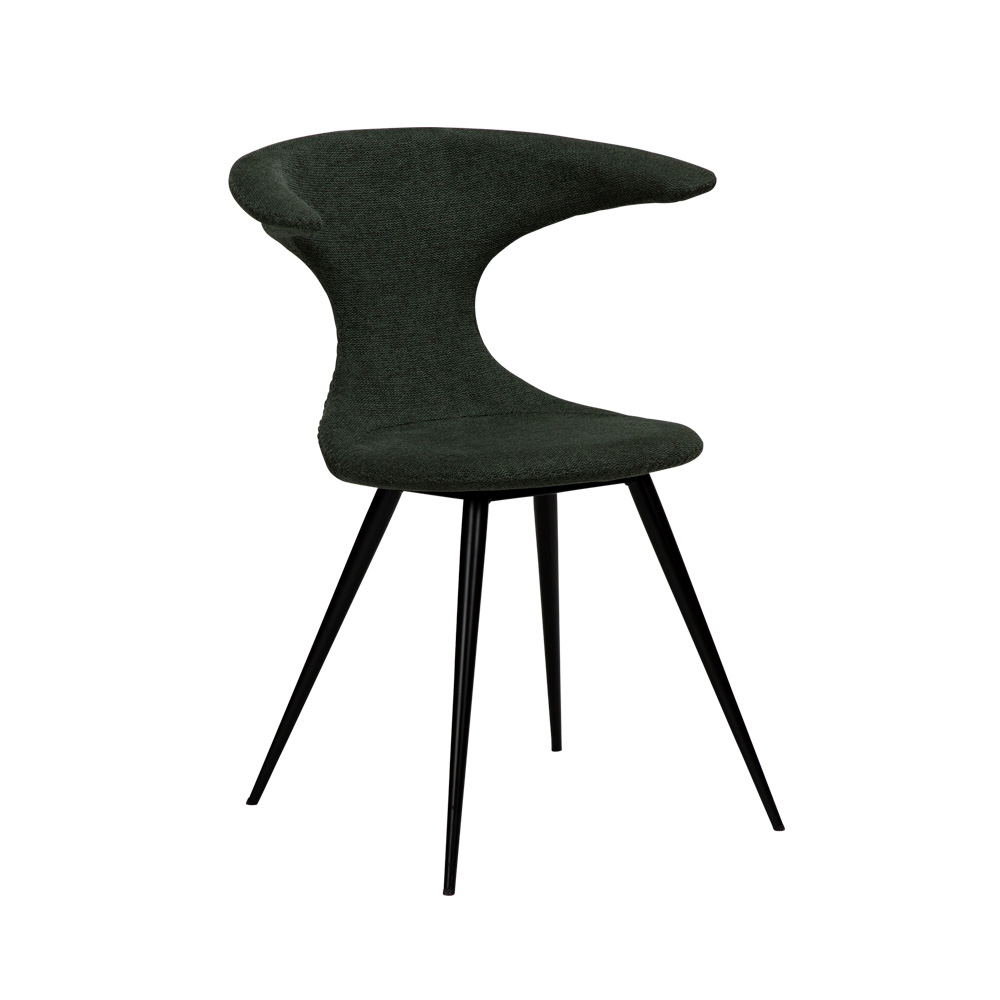 Danform_FLAIR_CHAIR_ravintolatuoli_kahvilatuoli_sage_green_fabric_kangas_mustilla_metallijaloilla_01 - Edella Dan-Form Flair Chair tuoli kangas