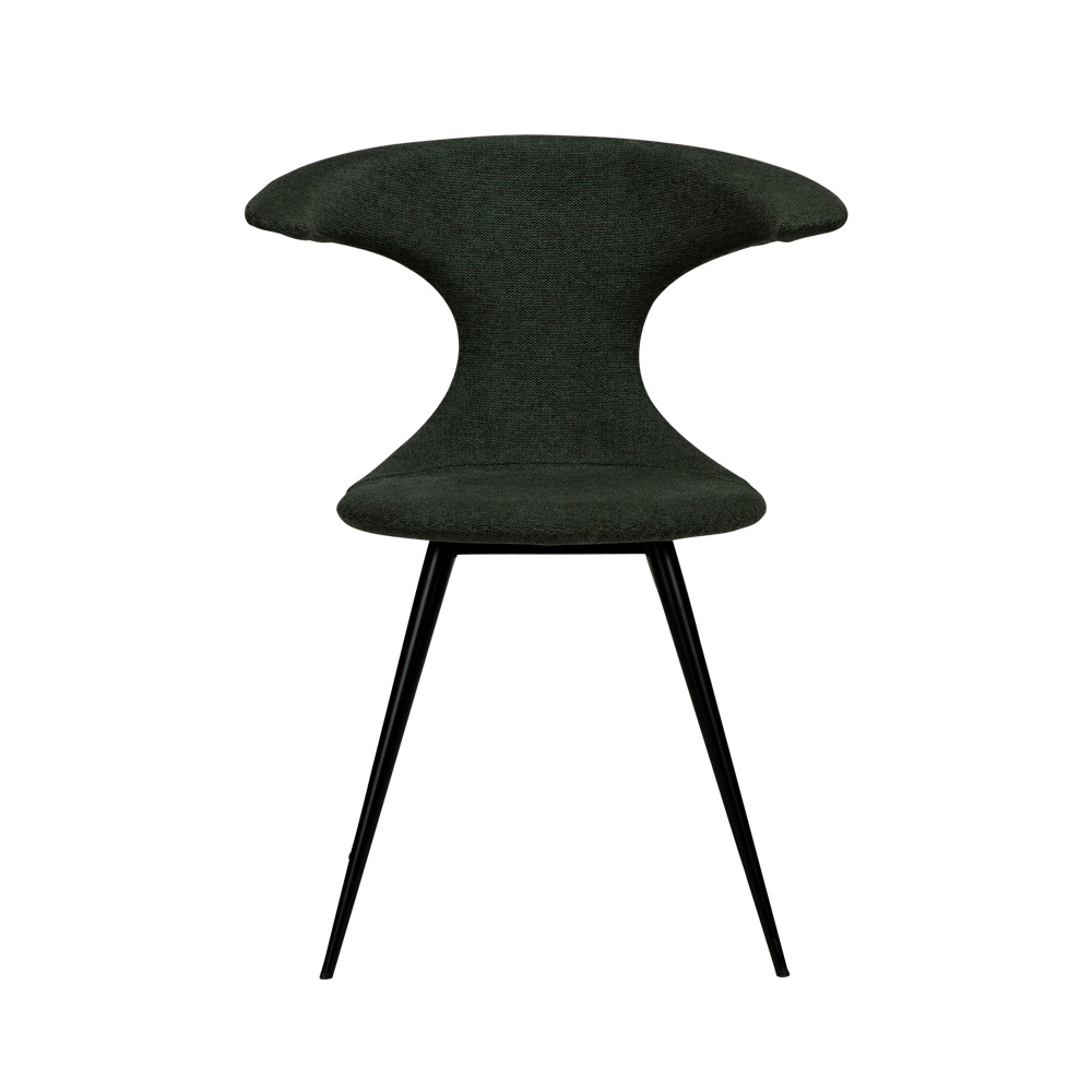 Danform_FLAIR_CHAIR_ravintolatuoli_kahvilatuoli_sage_green_fabric_kangas_mustilla_metallijaloilla_02 - Edella Dan-Form Flair Chair tuoli kangas