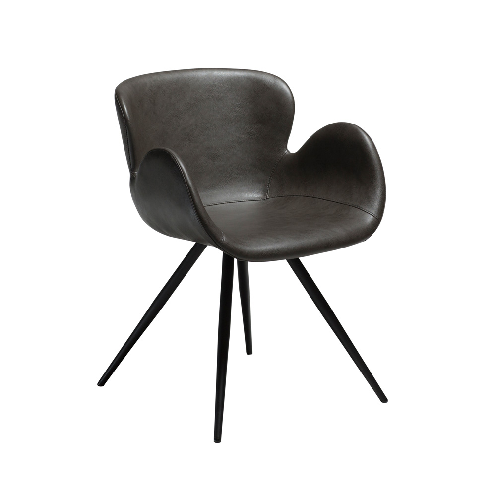 Danform GAIA tuoli vintage grey keinonahka - Edella Danform Gaia tuoli vintage grey käsinojallinen keinonahkatuoli mustilla jaloilla