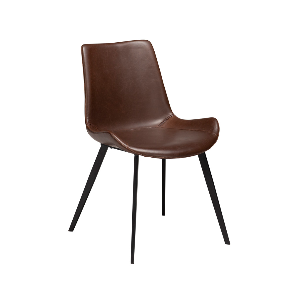 Danform_HYPE_CHAIR_RAVINTOLATUOLI_KAHVILATUOLI_vintage_cocoa_art_leather_w_black_metal_legs_01 - Edella Dan-Form Hype Chair tuoli keinonahka