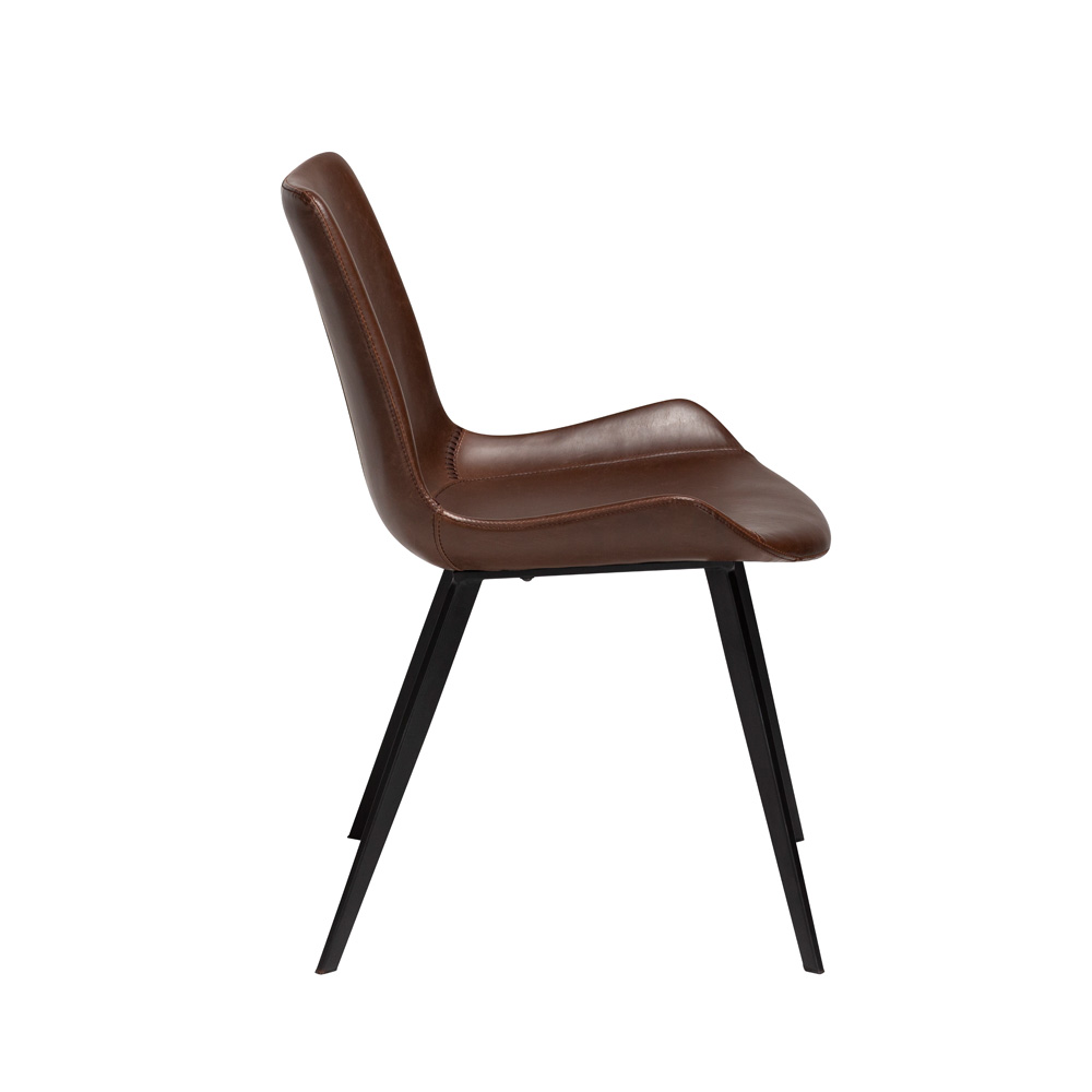 Danform_HYPE_CHAIR_RAVINTOLATUOLI_KAHVILATUOLI_vintage_cocoa_art_leather_w_black_metal_legs_05 - Edella Dan-Form Hype Chair tuoli keinonahka
