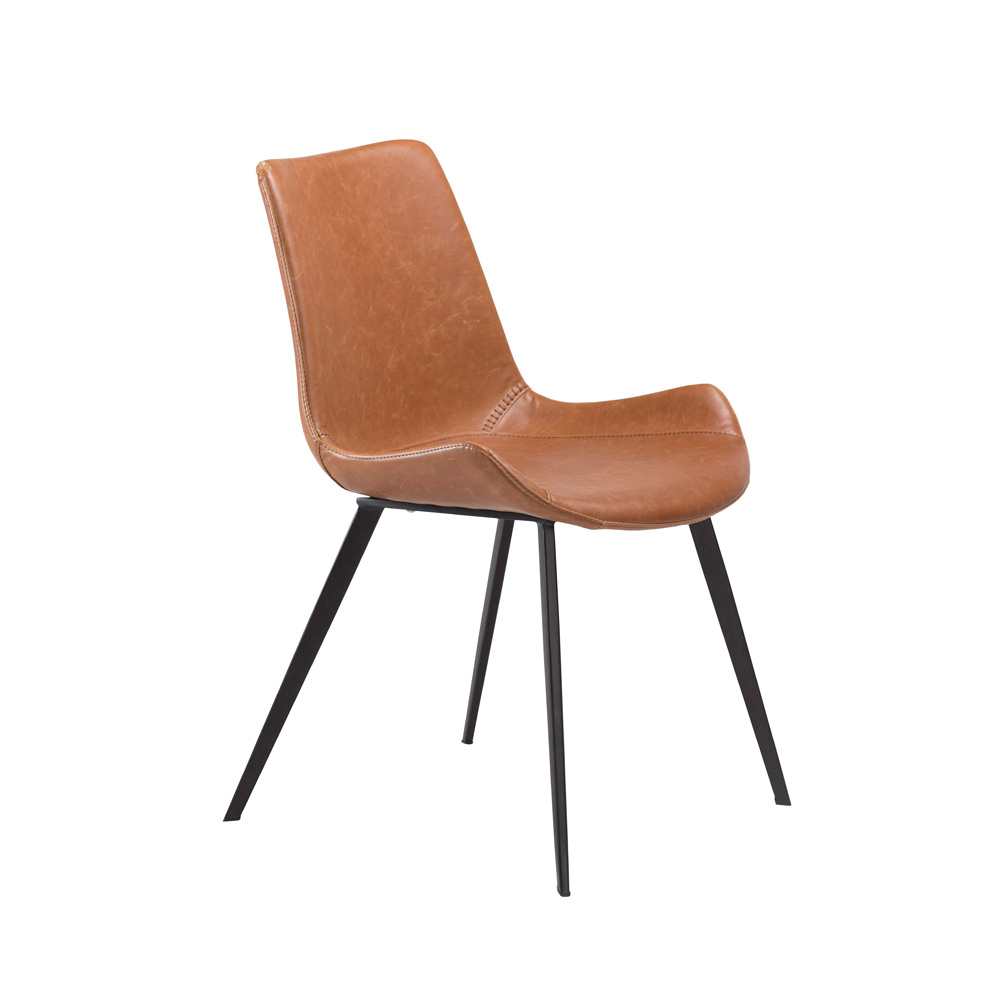 Danform_HYPE_CHAIR_RAVINTOLATUOLI_KAHVILATUOLI_vintage_light_brown_art_leather_w_black_metal_legs_01 - Edella Dan-Form Hype Chair tuoli keinonahka