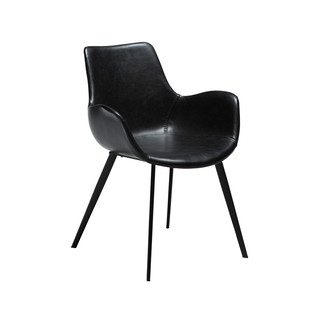 Danform_HYPE_CHAIR_W_ARM_RAVINTOLATUOLI_KAHVILATUOLI_vintage_black_art_leather_w_black_metal_legs_01 - Edella Dan-Form Hype Armchair tuoli käsinojallinen