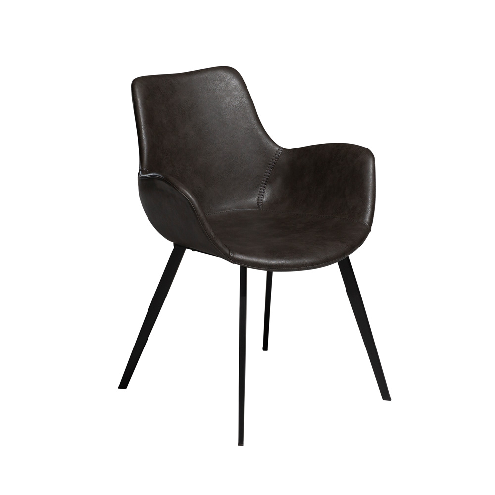 Danform_HYPE_CHAIR_W_ARM_RAVINTOLATUOLI_KAHVILATUOLI_vintage_grey_art_leather_w_black_metal_legs_01 - Edella Dan-Form Hype Armchair tuoli käsinojallinen