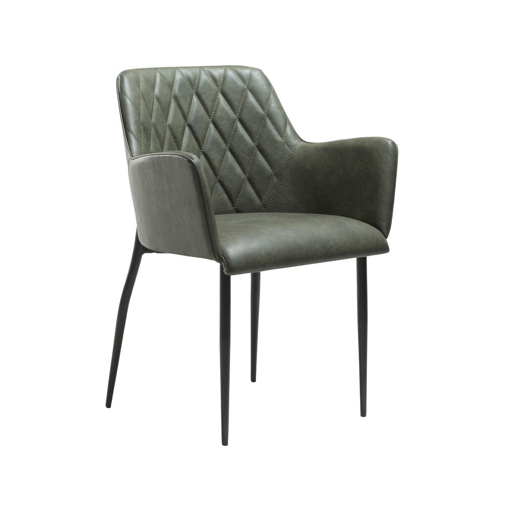 Danform_ROMBO_CHAIR_RAVINTOLATUOLI_KAHVILATUOLI_vintage_green_art_leather_w_black_legs_01 - Edella Dan-Form Rombo Chair tuoli keinonahka