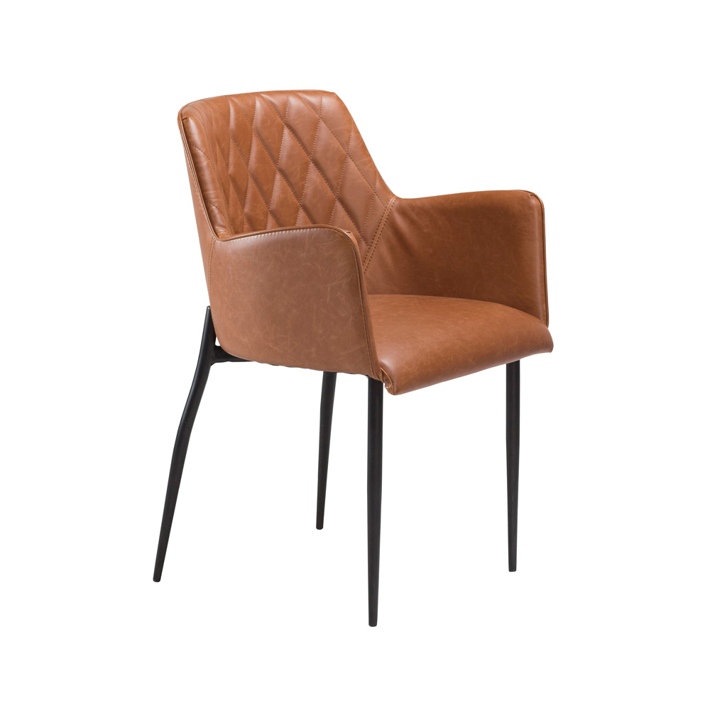 Danform_ROMBO_CHAIR_RAVINTOLATUOLI_KAHVILATUOLI_vintage_light_brown_art_leather_w_black_legs_01 - Edella Dan-Form Rombo Chair tuoli keinonahka