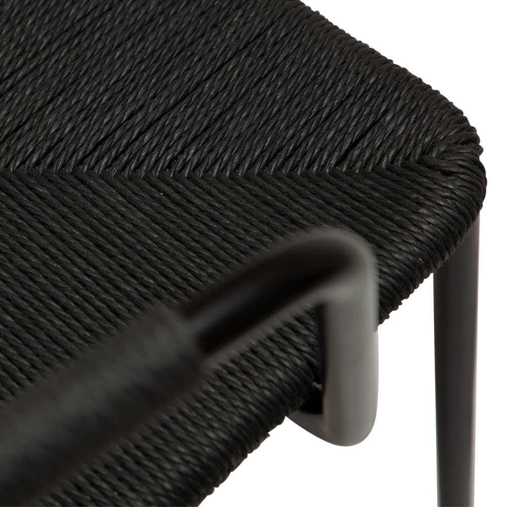 Danform_Stiletto_armchair_ravintolatuoli_kahvilatuoli_musta_käsinojallinen_putkijaloilla_paperinaru_punottu_istuin_06 - Edella Dan-Form Stiletto Armchair tuoli