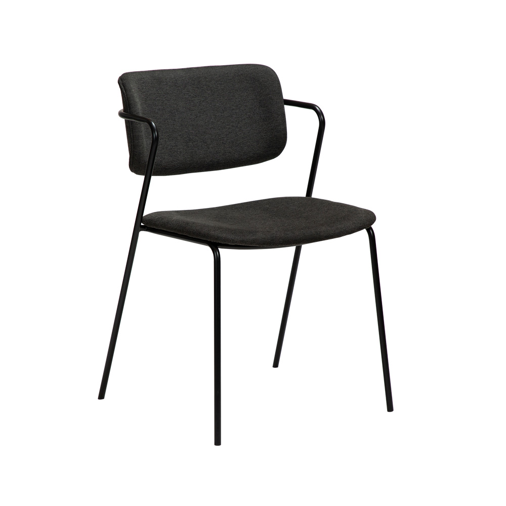 Danform_Zed_chair_ravintolatuoli_kahvilatuoli_kangas_Crow_black_käsinojallinen_putkijaloilla_01 - Edella Dan-Form Zed Chair tuoli kangas