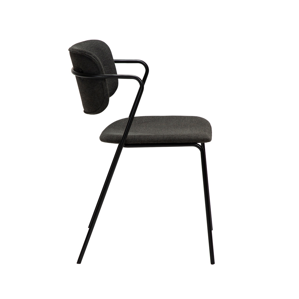 Danform_Zed_chair_ravintolatuoli_kahvilatuoli_kangas_Crow_black_käsinojallinen_putkijaloilla_03 - Edella Dan-Form Zed Chair tuoli kangas