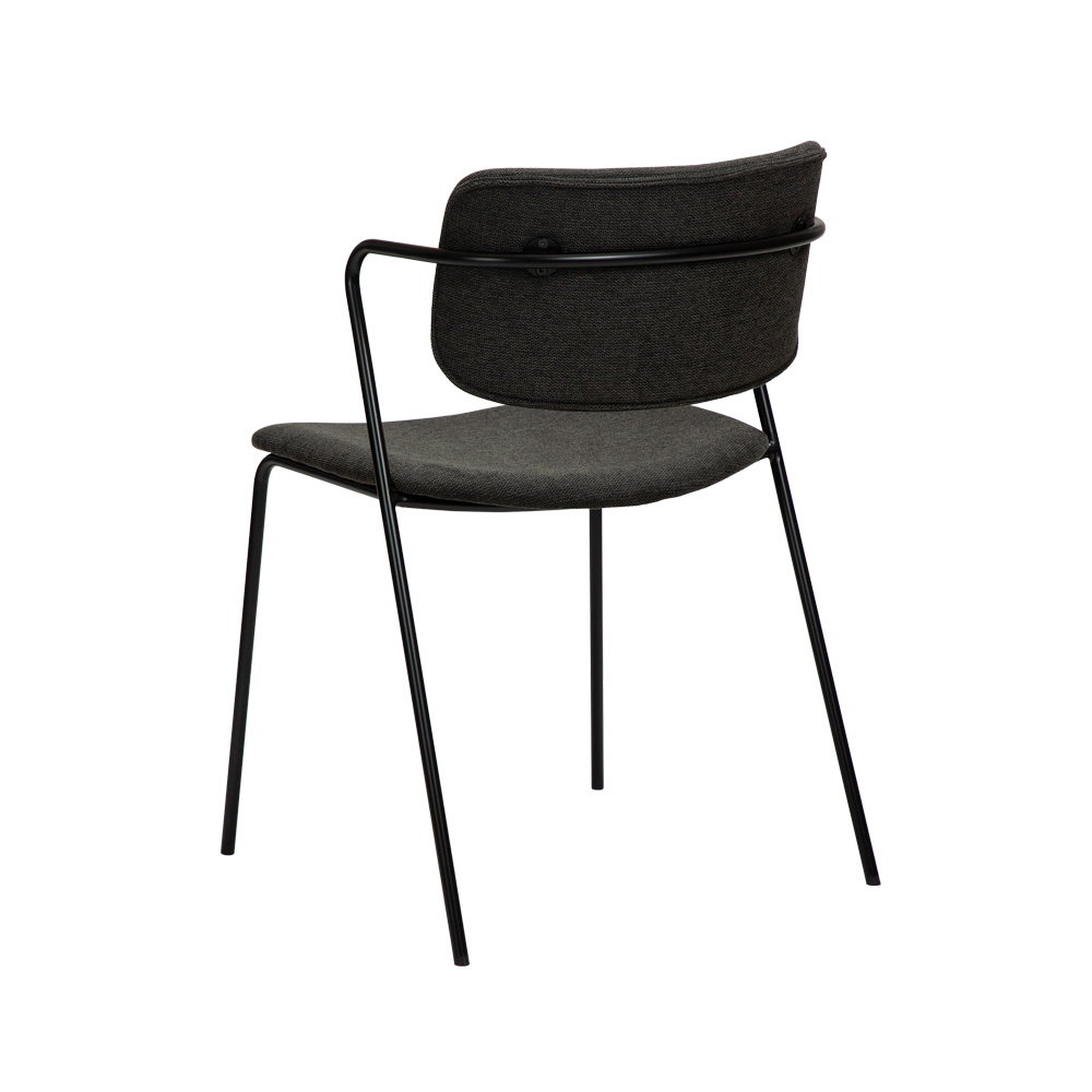Danform_Zed_chair_ravintolatuoli_kahvilatuoli_kangas_Crow_black_käsinojallinen_putkijaloilla_05 - Edella Dan-Form Zed Chair tuoli kangas