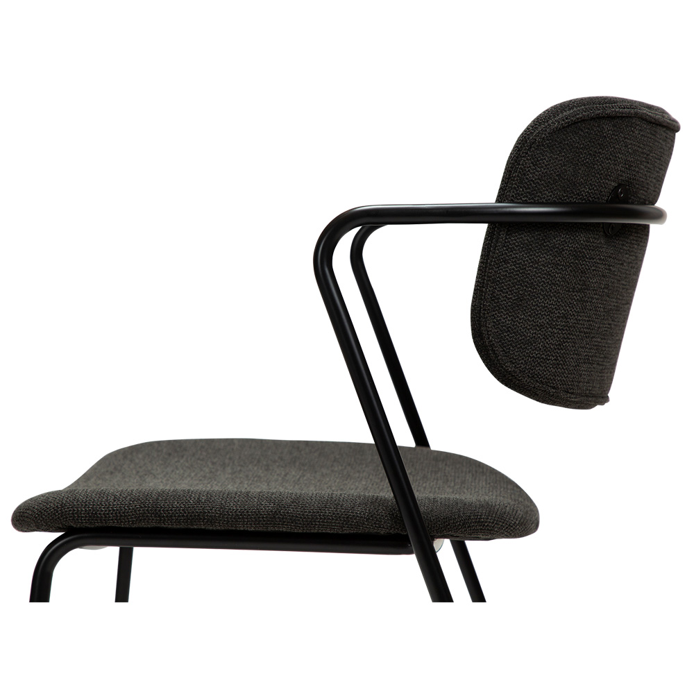 Danform_Zed_chair_ravintolatuoli_kahvilatuoli_kangas_Crow_black_käsinojallinen_putkijaloilla_06 - Edella Dan-Form Zed Chair tuoli kangas