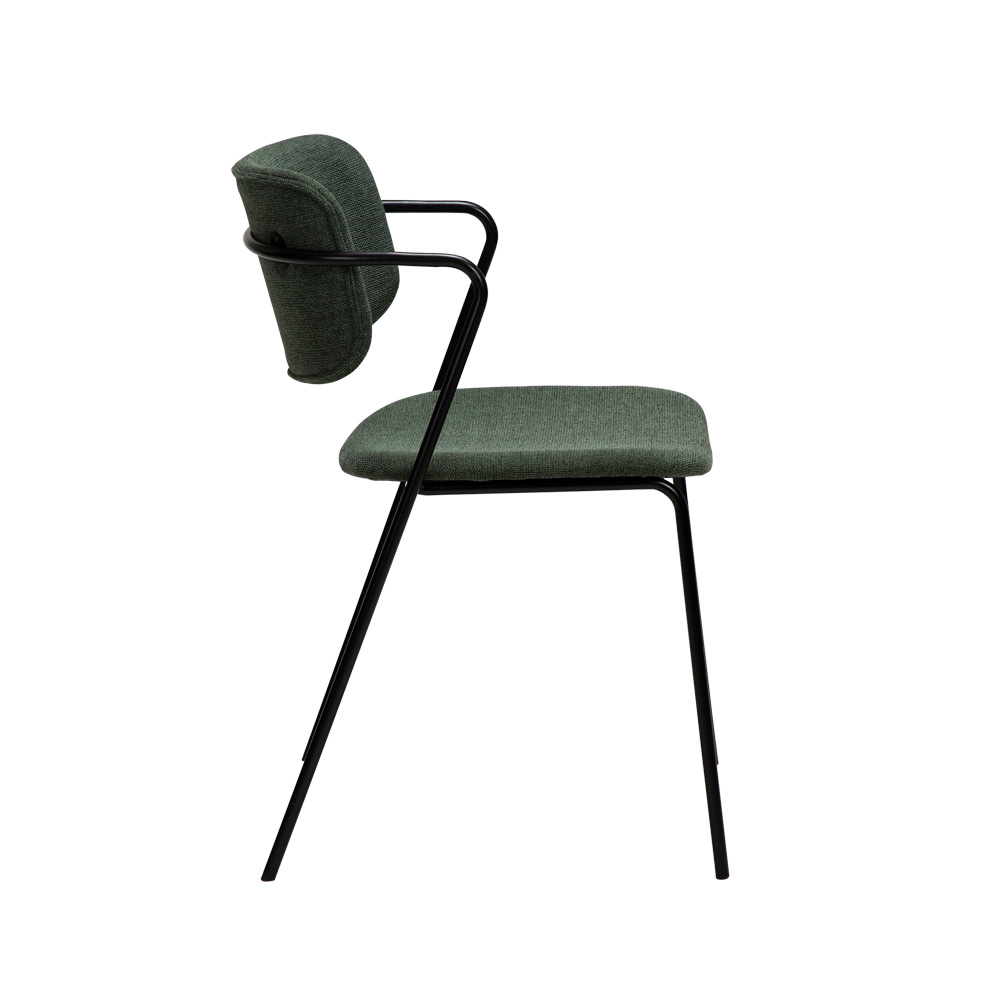 Danform_Zed_chair_ravintolatuoli_kahvilatuoli_kangas_Sage_green_käsinojallinen_putkijaloilla_03 - Edella Dan-Form Zed Chair tuoli kangas